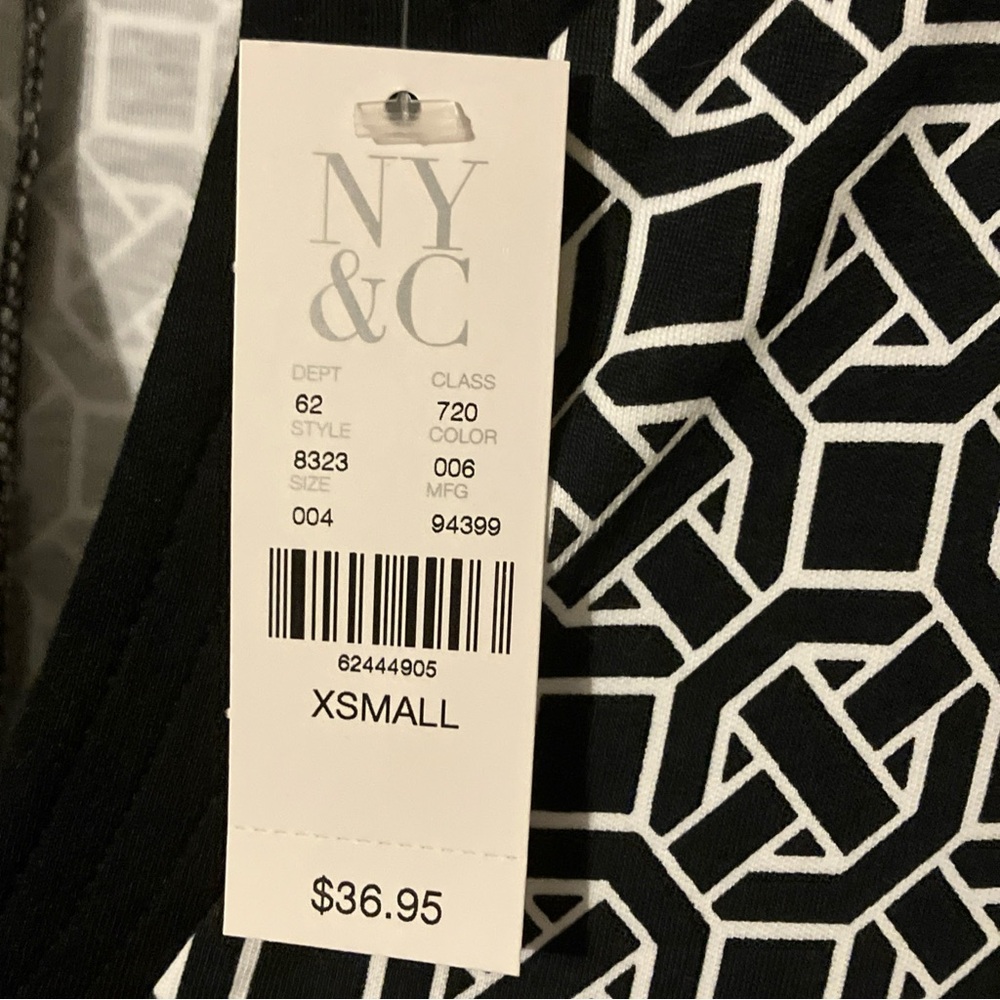 New York & Company Black and White Patterned Midi Dress - Picture 5 of 7